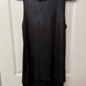 Bershka Shimmering Metallic Black Sleeveless Top with High Low Hem